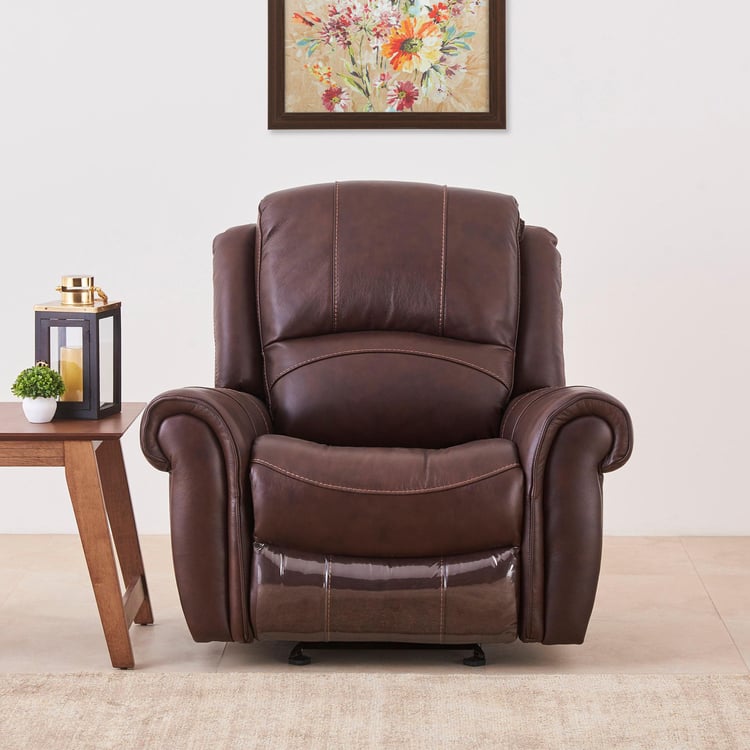 Cape Half Leather 1-Seater Recliner - Brown