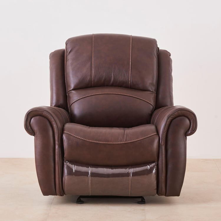 Cape Half Leather 1-Seater Recliner - Brown