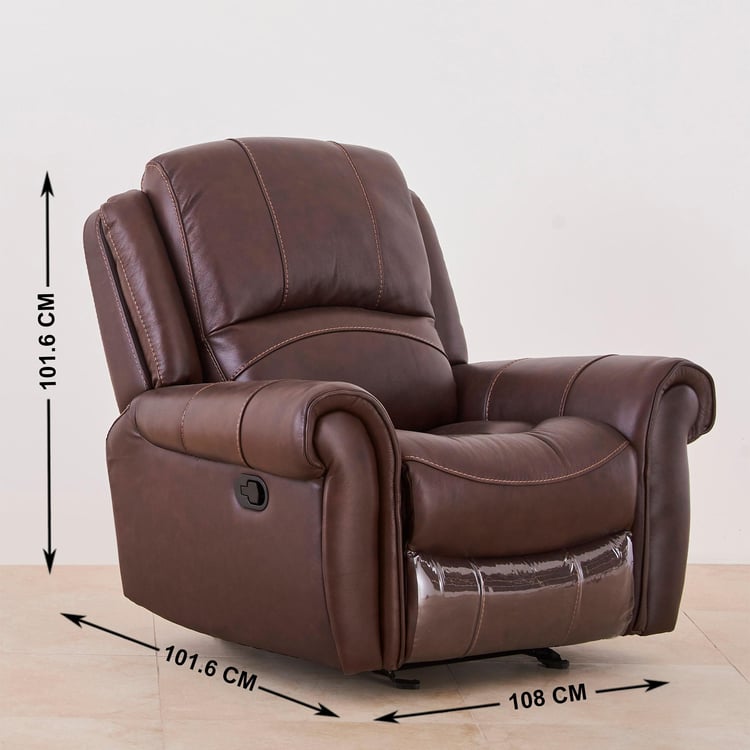 Cape Half Leather 1-Seater Recliner - Brown