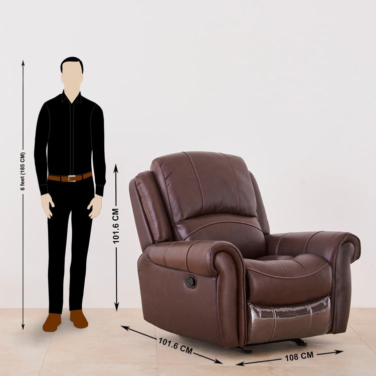 Cape Half Leather 1-Seater Recliner - Brown