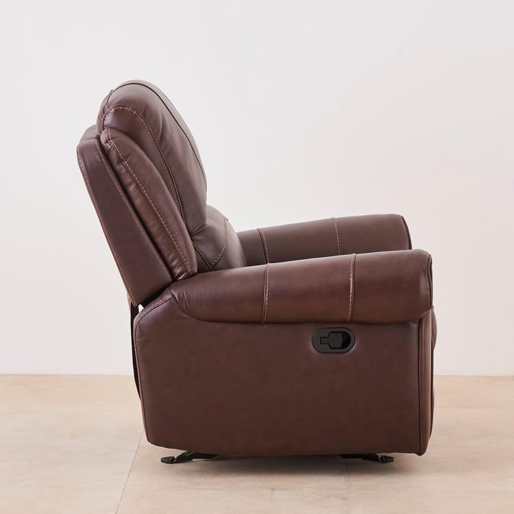 Cape Half Leather 1-Seater Recliner - Brown