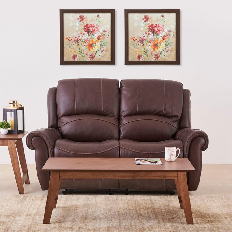 Cape Half Leather 2-Seater Recliner - Brown