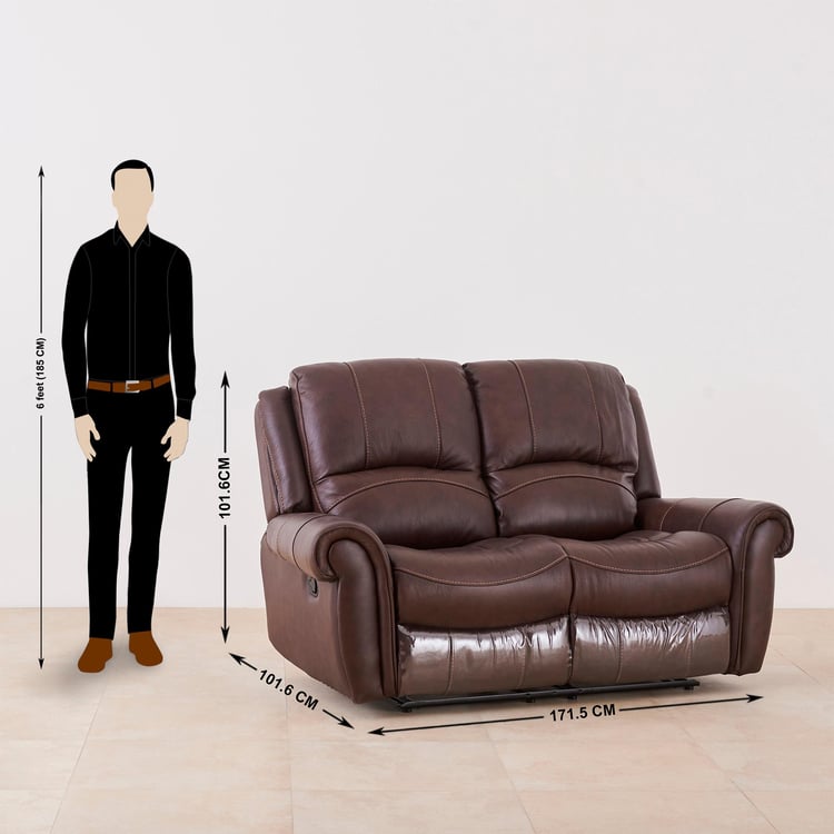 Cape Half Leather 2-Seater Recliner - Brown