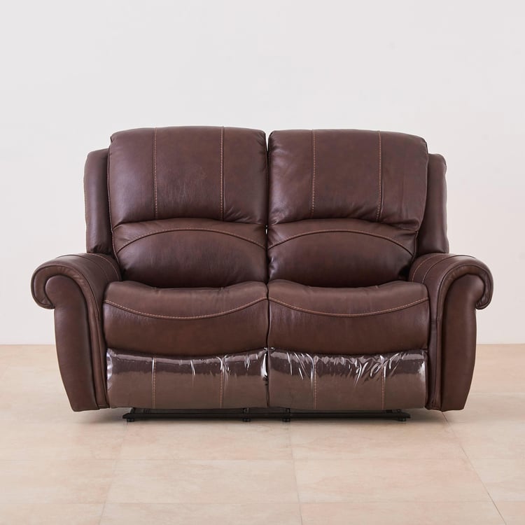 Cape Half Leather 2-Seater Recliner - Brown