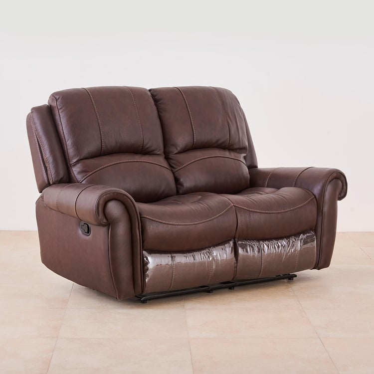 Cape Half Leather 2-Seater Recliner - Brown