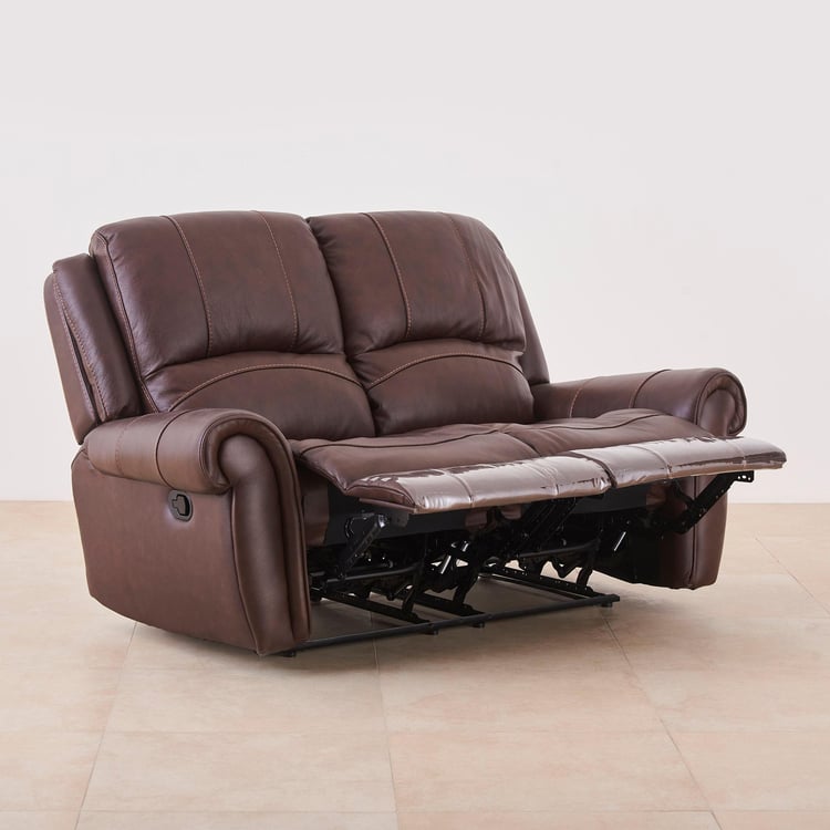 Cape Half Leather 2-Seater Recliner - Brown