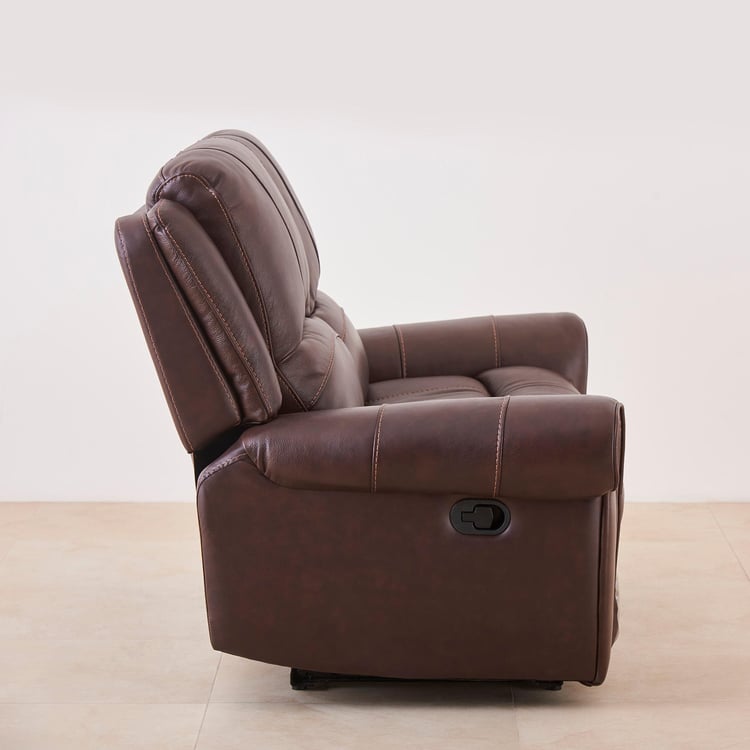 Cape Half Leather 2-Seater Recliner - Brown