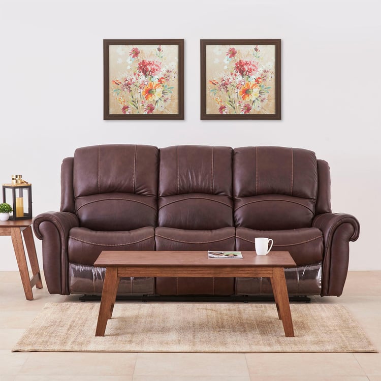 Cape Half Leather 3-Seater Recliner - Brown