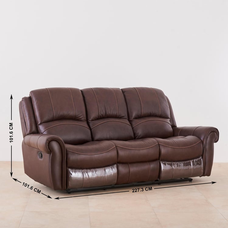 Cape Half Leather 3-Seater Recliner - Brown