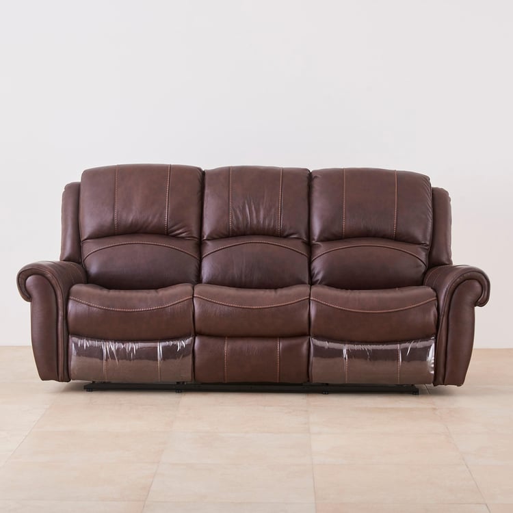 Cape Half Leather 3-Seater Recliner - Brown