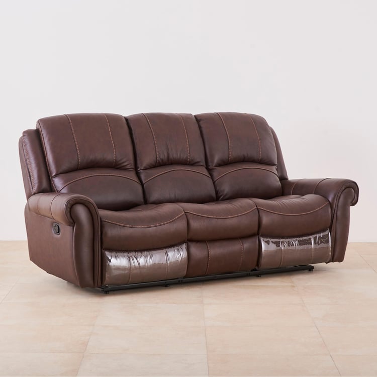 Cape Half Leather 3-Seater Recliner - Brown