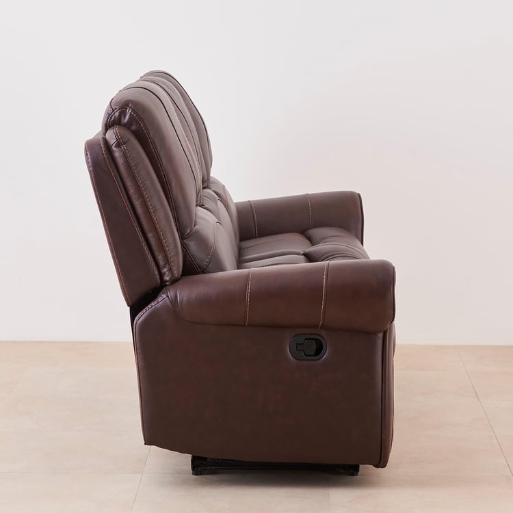 Cape Half Leather 3-Seater Recliner - Brown