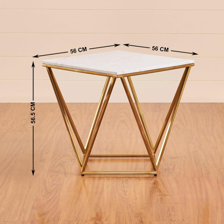 Drancy Marble Top End Table - Gold