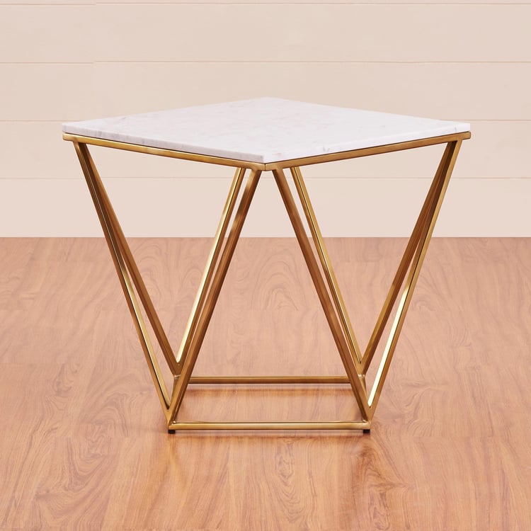 Drancy Marble Top End Table - Gold