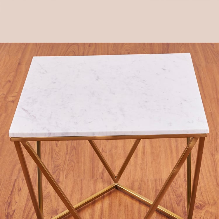 Drancy Marble Top End Table - Gold