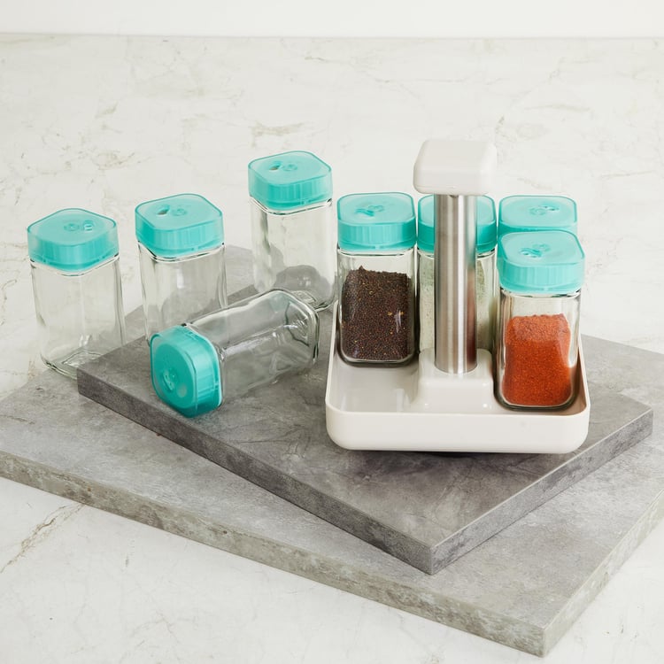 Pamolive Set of 8 Glass Spice Bottles with Rack - 100ml