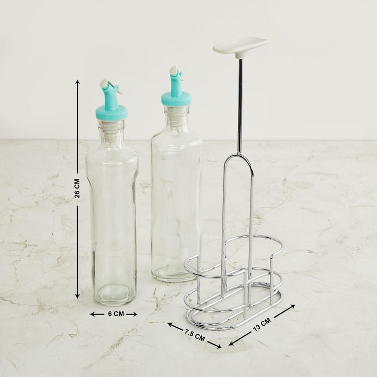 Pamolive 3Pcs Glass Oil and Vinegar Set