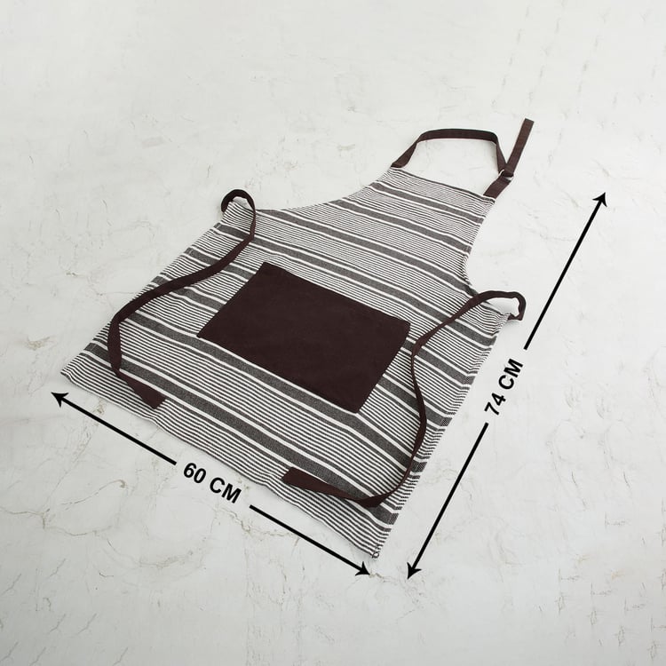 Retrieve Stripes Brown Cotton Kitchen Linen Set - Set Of 3