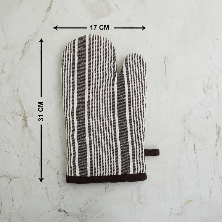 Retrieve Stripes Brown Cotton Kitchen Linen Set - Set Of 3