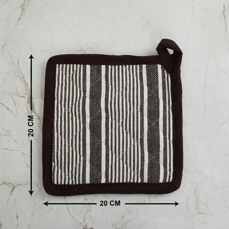 Retrieve Stripes Brown Cotton Kitchen Linen Set - Set Of 3