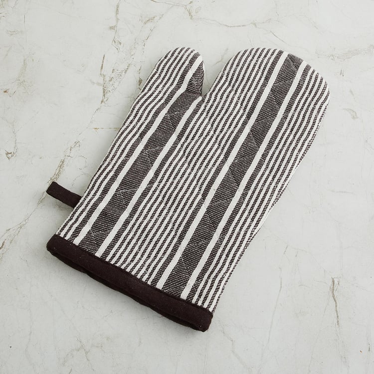 Retrieve Stripes Brown Cotton Kitchen Linen Set - Set Of 3