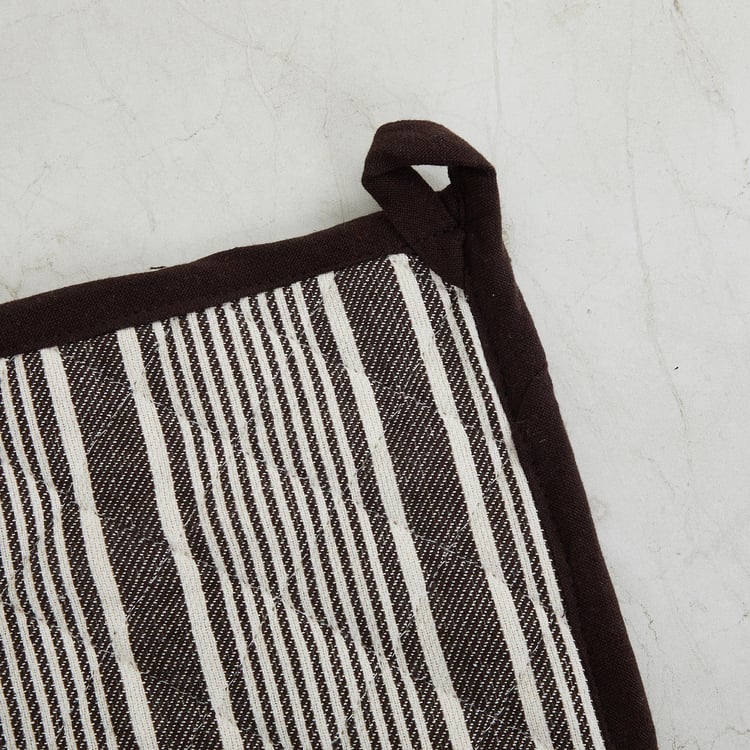 Retrieve Stripes Brown Cotton Kitchen Linen Set - Set Of 3