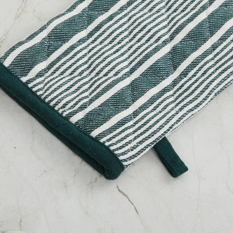 Retrieve Stripes Green Cotton Kitchen Linen Set - Set Of 3