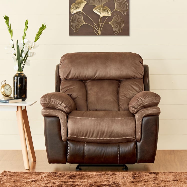 Togo Faux Leather 1-Seater Recliner - Brown