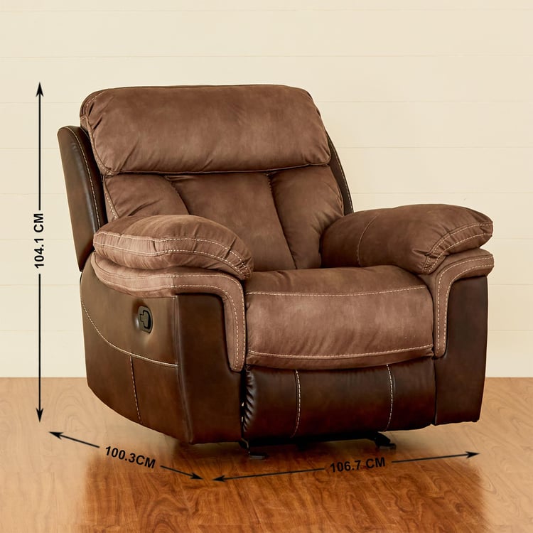 Togo Faux Leather 1-Seater Recliner - Brown