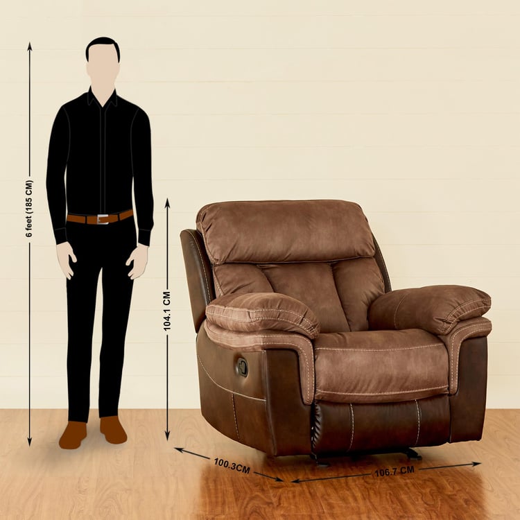 Togo Faux Leather 1-Seater Recliner - Brown