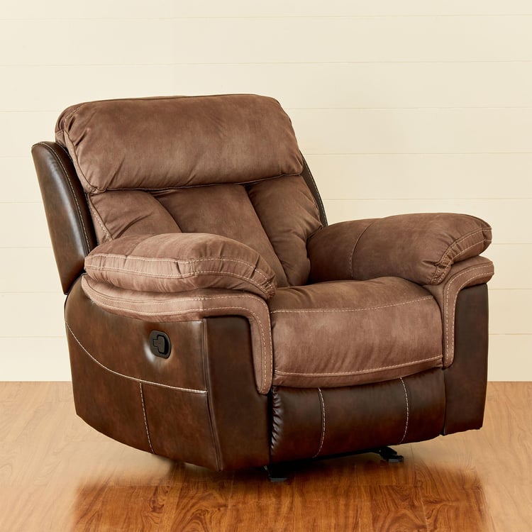 Togo Faux Leather 1-Seater Recliner - Brown