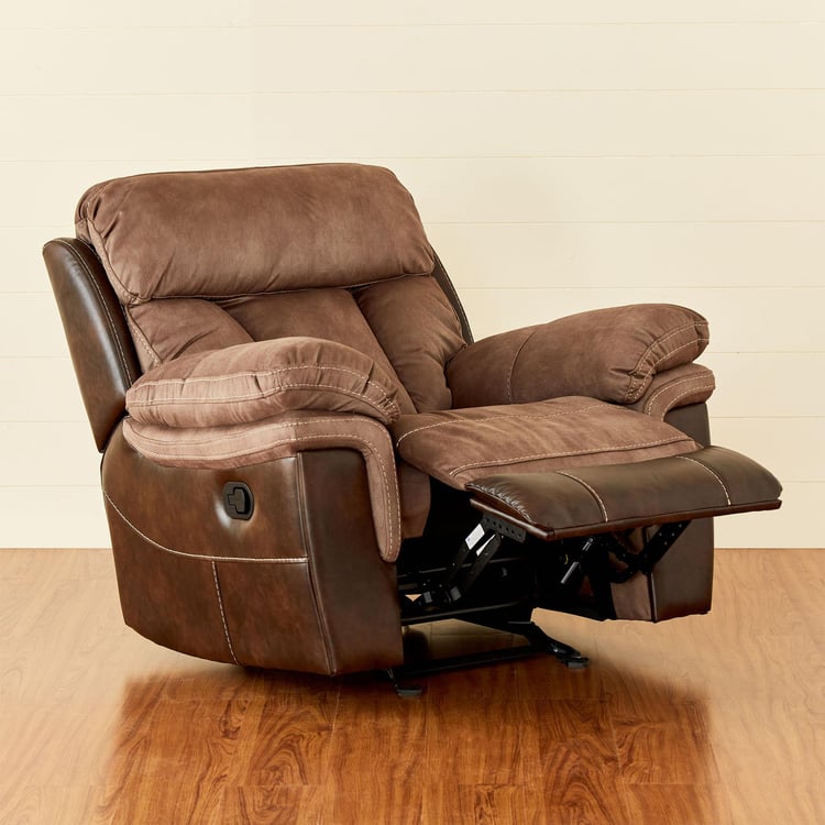 Togo Faux Leather 1-Seater Recliner - Brown