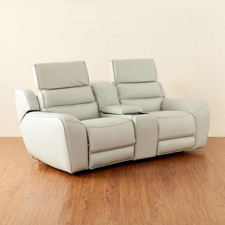 Mason Leather 2-Seater Electric Recliner - Grey