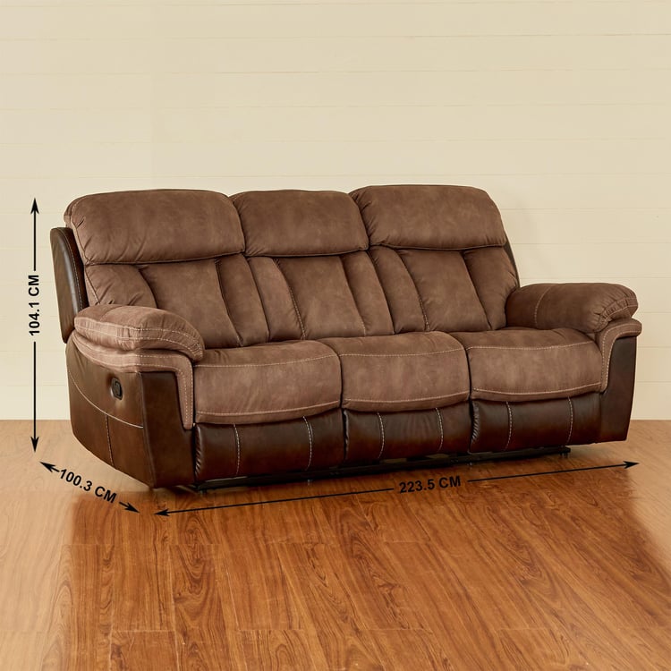Togo Fabric 3-Seater Recliner - Brown
