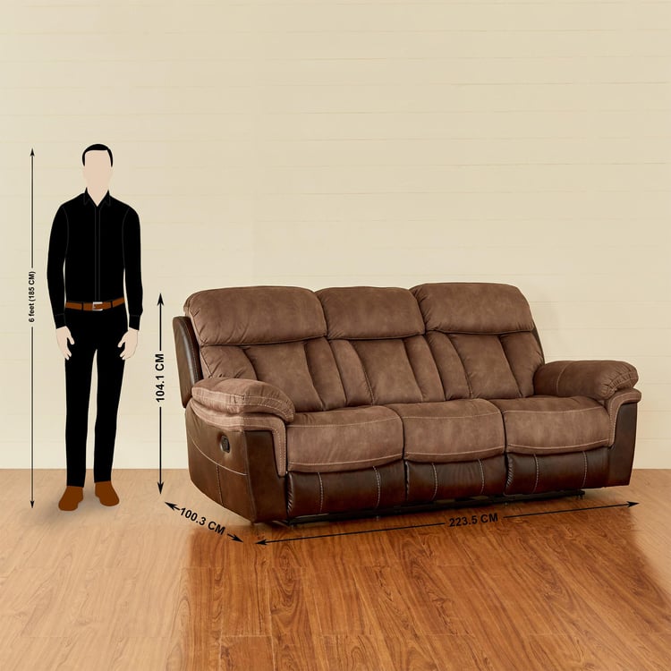 Togo Fabric 3-Seater Recliner - Brown