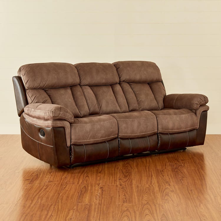 Togo Fabric 3-Seater Recliner - Brown