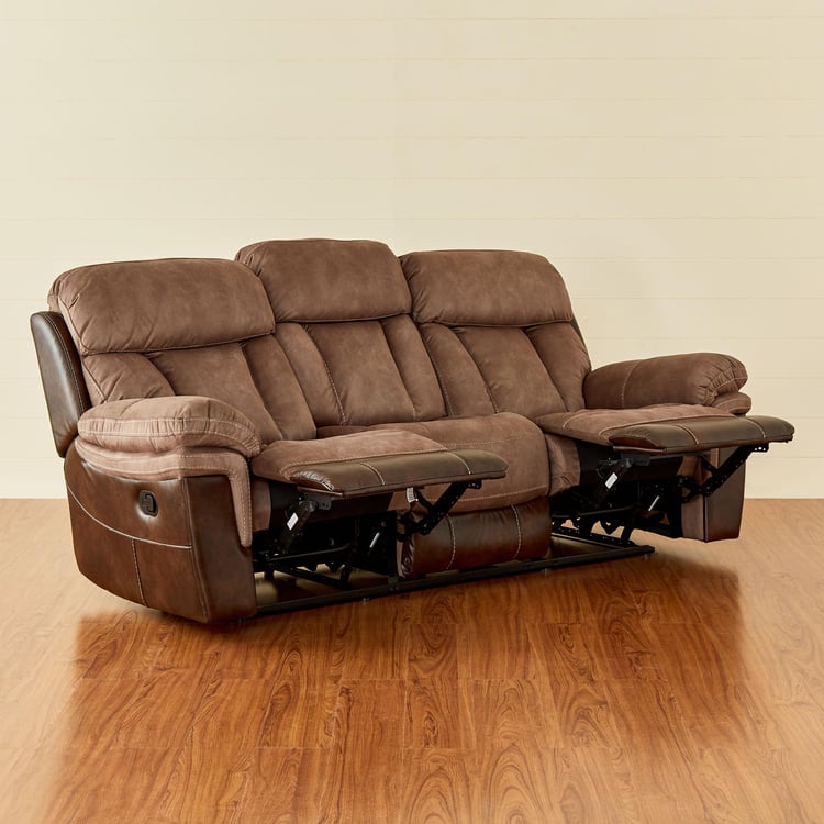 Togo Fabric 3-Seater Recliner - Brown