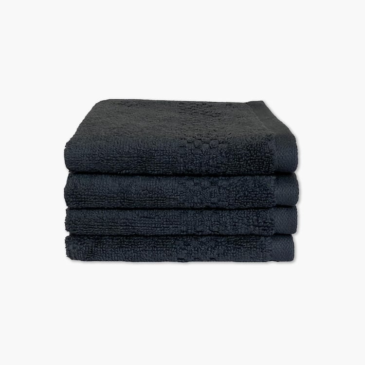 SPACES Swift Dry Black Cotton Face Towel - 30x30cm - Set of 4