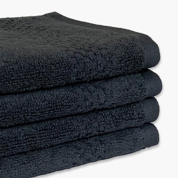 SPACES Swift Dry Black Cotton Face Towel - 30x30cm - Set of 4