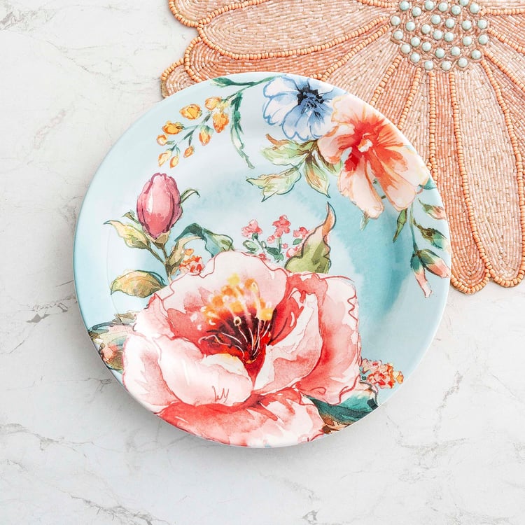 Moksha Multicolour Floral Stoneware Side Plate - 22.6 cm