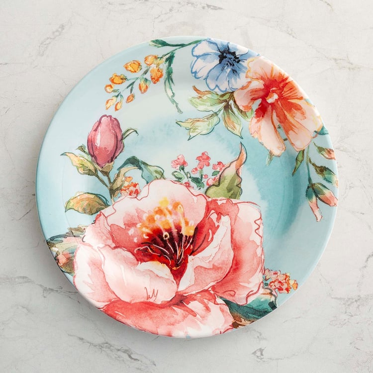 Moksha Multicolour Floral Stoneware Side Plate - 22.6 cm