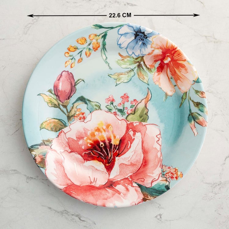 Moksha Multicolour Floral Stoneware Side Plate - 22.6 cm