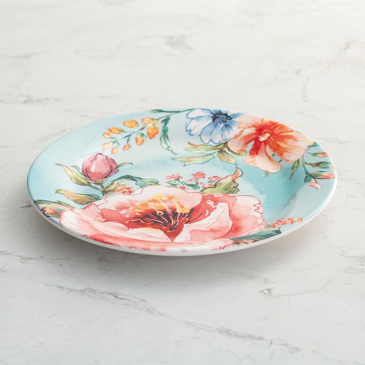 Moksha Multicolour Floral Stoneware Side Plate - 22.6 cm