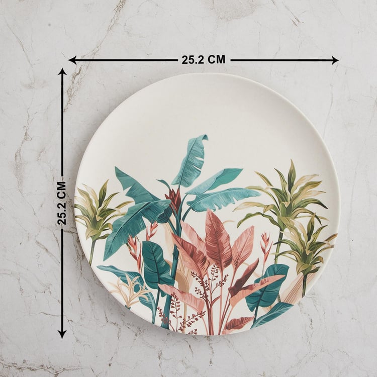 Tropical Soire Multicolour Printed Bamboo Fibre Dinner Plate - 25.2cm - Set Of 4