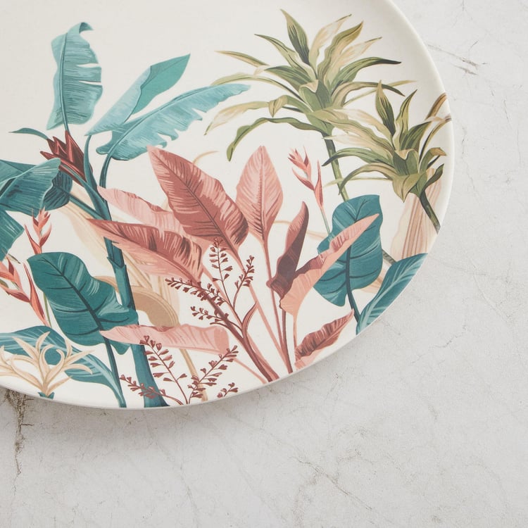Tropical Soire Multicolour Printed Bamboo Fibre Dinner Plate - 25.2cm - Set Of 4