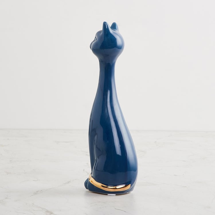 Color Connect Blue Ceramic Cat Figurine- 8x8x25cm