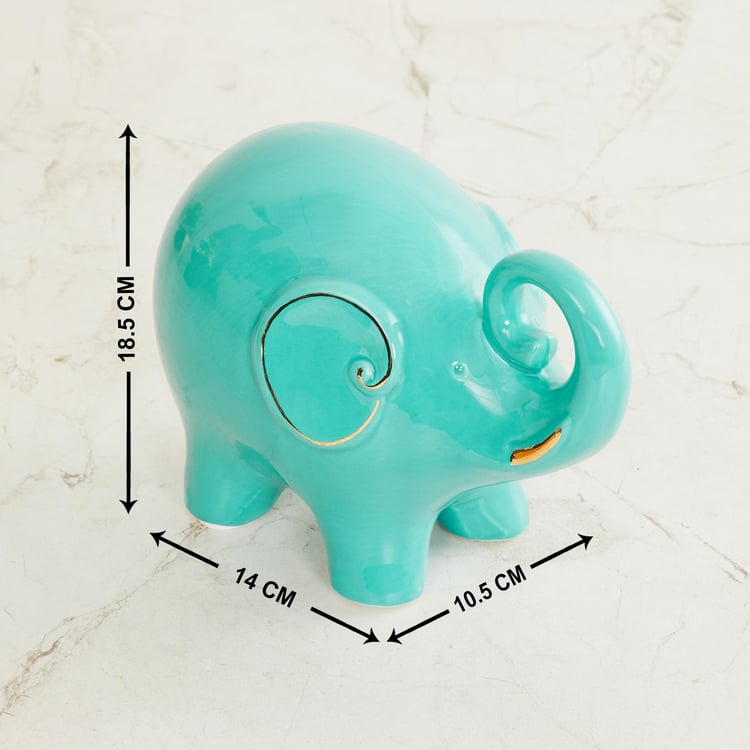 Silchar Blue Ceramic Elephant Figurine