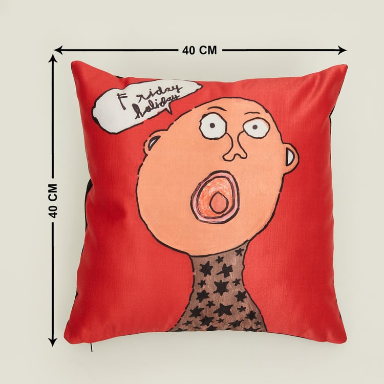 NGO Aayus Red Printed Cushion Covers- Set of 2