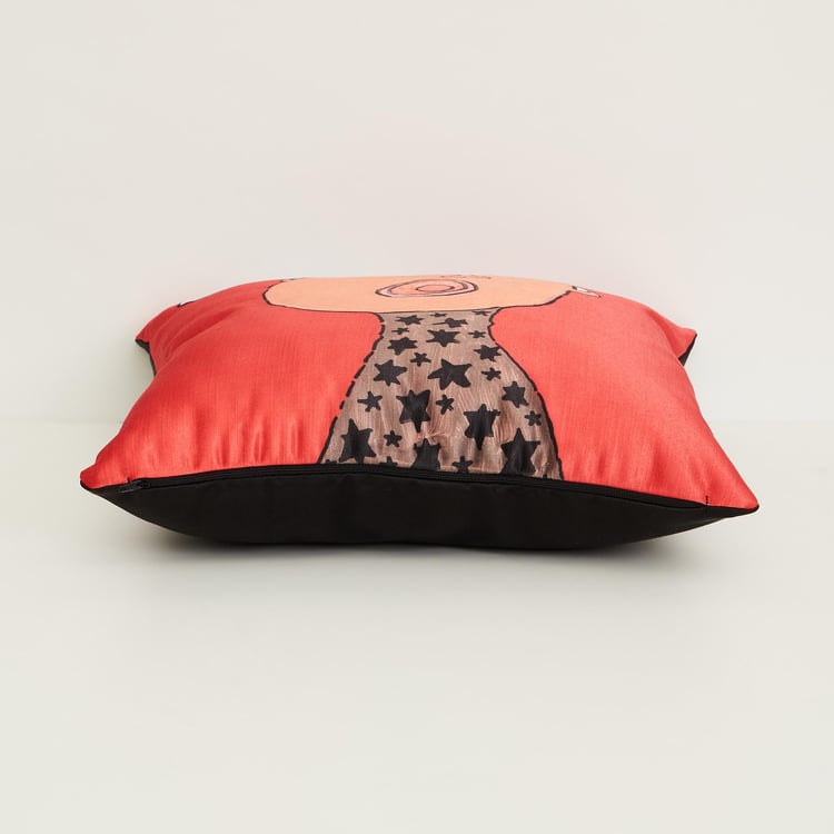 NGO Aayus Red Printed Cushion Covers- Set of 2