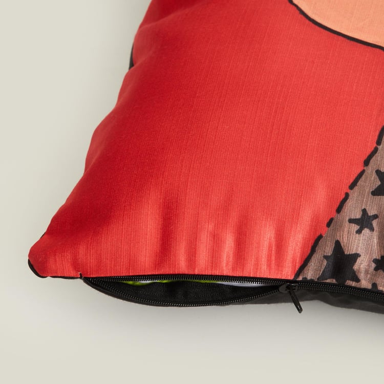 NGO Aayus Red Printed Cushion Covers- Set of 2